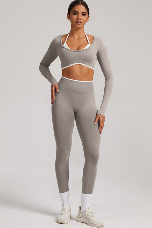 Long Sleeve + Crop Top Leggings 2-Piece Set