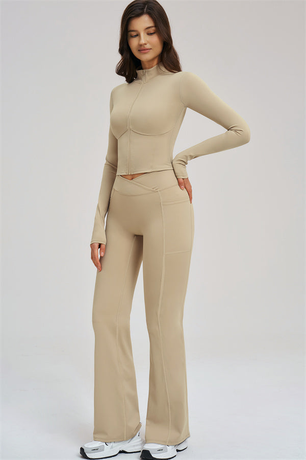 Zip Jacket + Flared Leggings 2-Piece Set