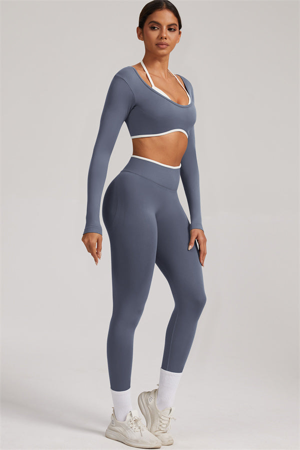 Long Sleeve + Crop Top Leggings 2-Piece Set