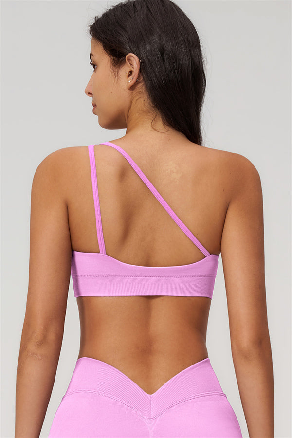 One-Shoulder Sports Bra Shorts 2-Piece Set