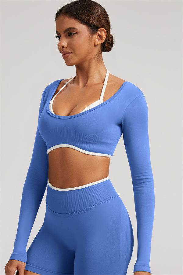 Long Sleeve + Crop Top Leggings 2-Piece Set
