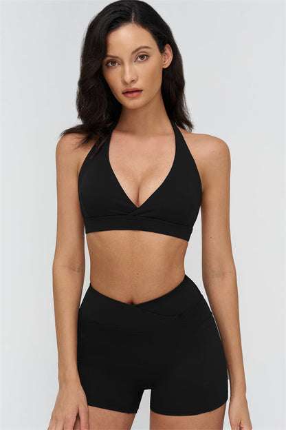 Deep V-Neckline Sports Bra