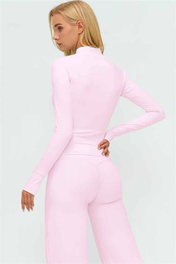 Zip Jacket New Straight Leg Pants 2-Piece Set
