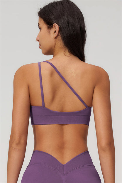 One-Shoulder Sports Bra Shorts 2-Piece Set