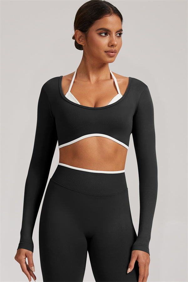 Long Sleeve + Crop Top Leggings 2-Piece Set