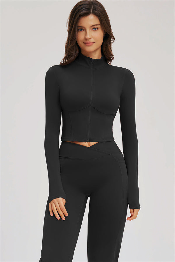 Zip Jacket + Flared Leggings 2-Piece Set