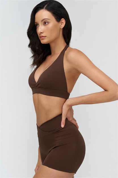 Deep V-Neckline Sports Bra