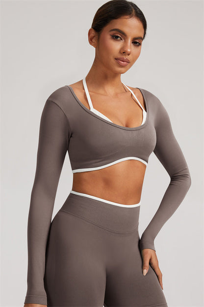 Long Sleeve + Crop Top Leggings 2-Piece Set
