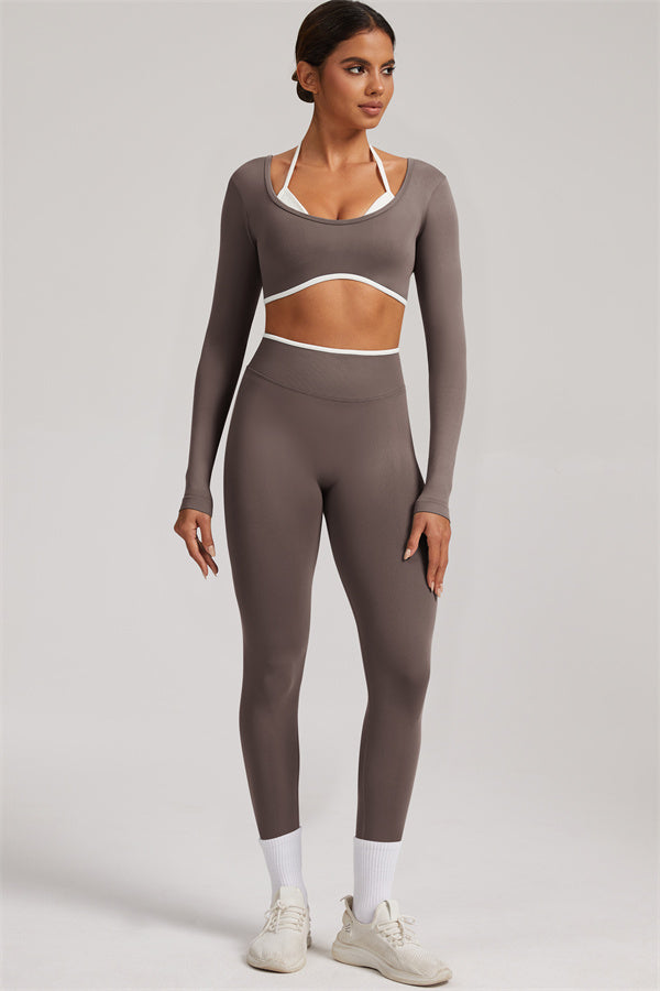 Long Sleeve + Crop Top Leggings 2-Piece Set