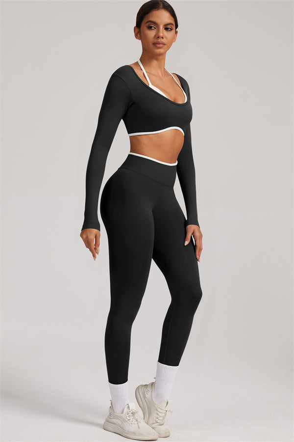 Long Sleeve + Crop Top Leggings 2-Piece Set