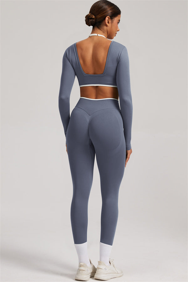 Long Sleeve + Crop Top Leggings 2-Piece Set