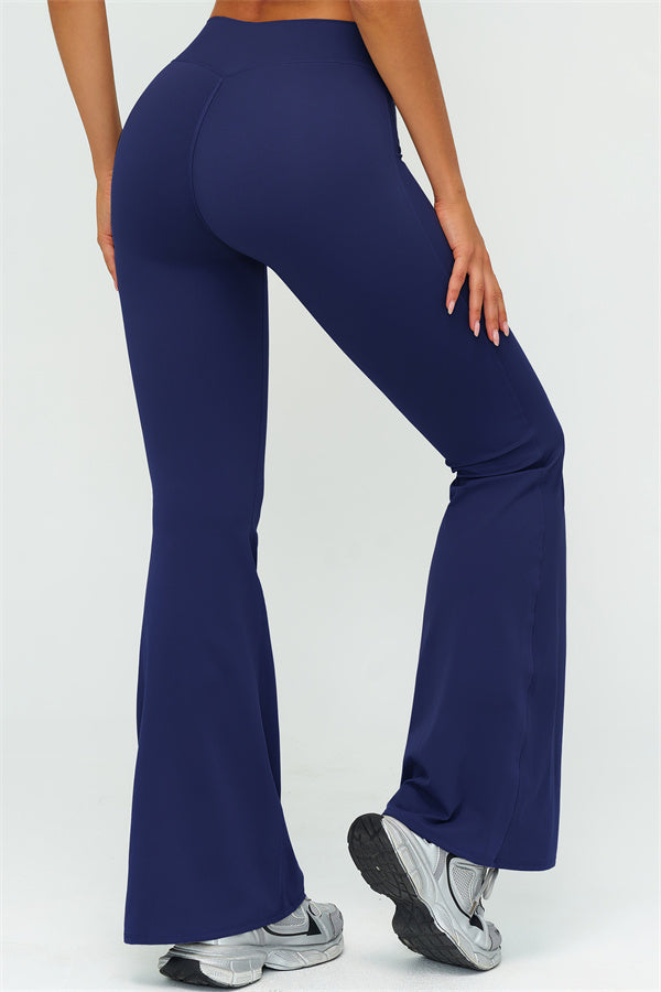 V-Back Sports Bra Flared Leggings 2-Piece Set