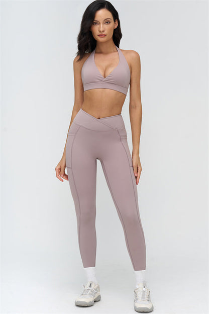 Deep V-Neckline Sports Bra