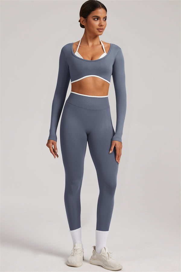 Long Sleeve + Crop Top Leggings 2-Piece Set