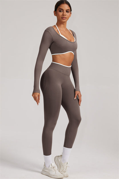 Long Sleeve + Crop Top Leggings 2-Piece Set