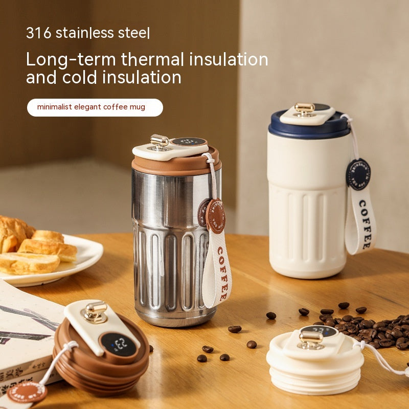 Smart Digital Thermal Bottle Portable Coffee Mug -Stainless Steel