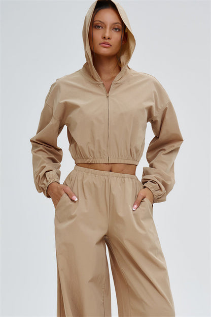 Crop Hoodie + Sweatpants 2-Piece Set