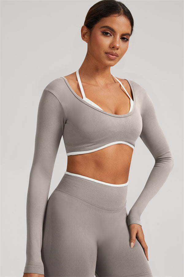 Long Sleeve + Crop Top Leggings 2-Piece Set