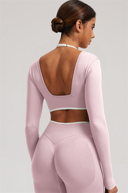Long Sleeve Crop top Shorts 2-Piece Set