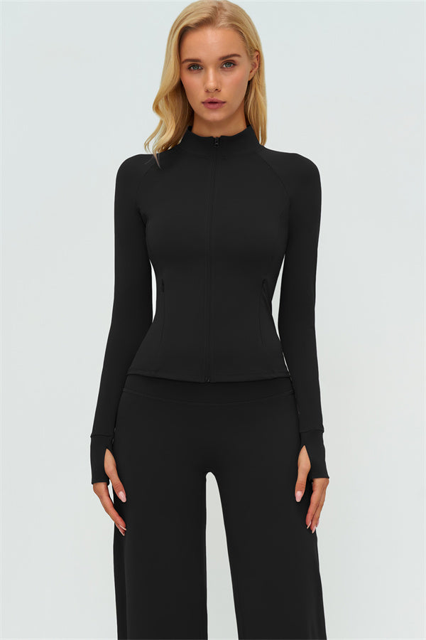 Zip Jacket New Straight Leg Pants 2-Piece Set