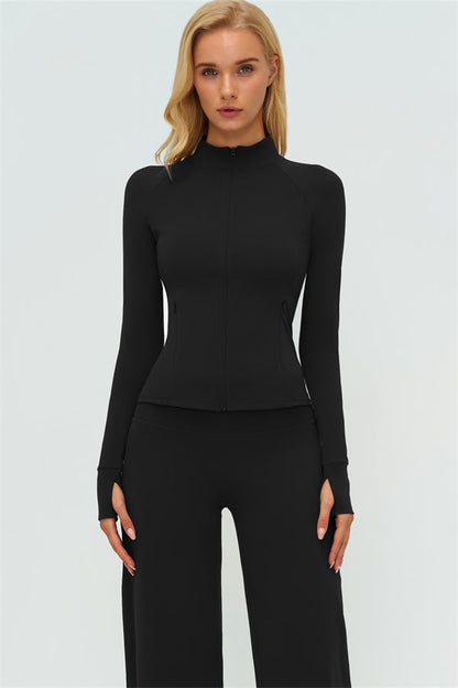 Zip Jacket New Straight Leg Pants 2-Piece Set