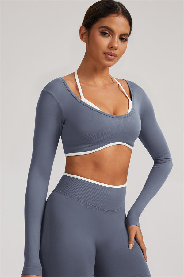 Long Sleeve + Crop Top Leggings 2-Piece Set