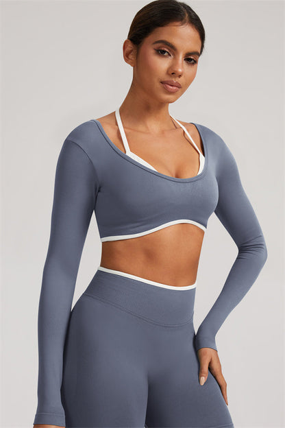 Long Sleeve + Crop Top Leggings 2-Piece Set