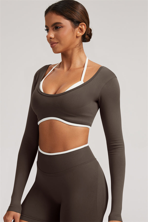 Long Sleeve Crop top Shorts 2-Piece Set