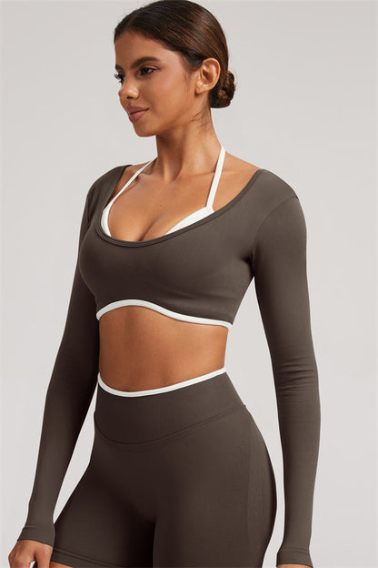 Long Sleeve Crop top Shorts 2-Piece Set