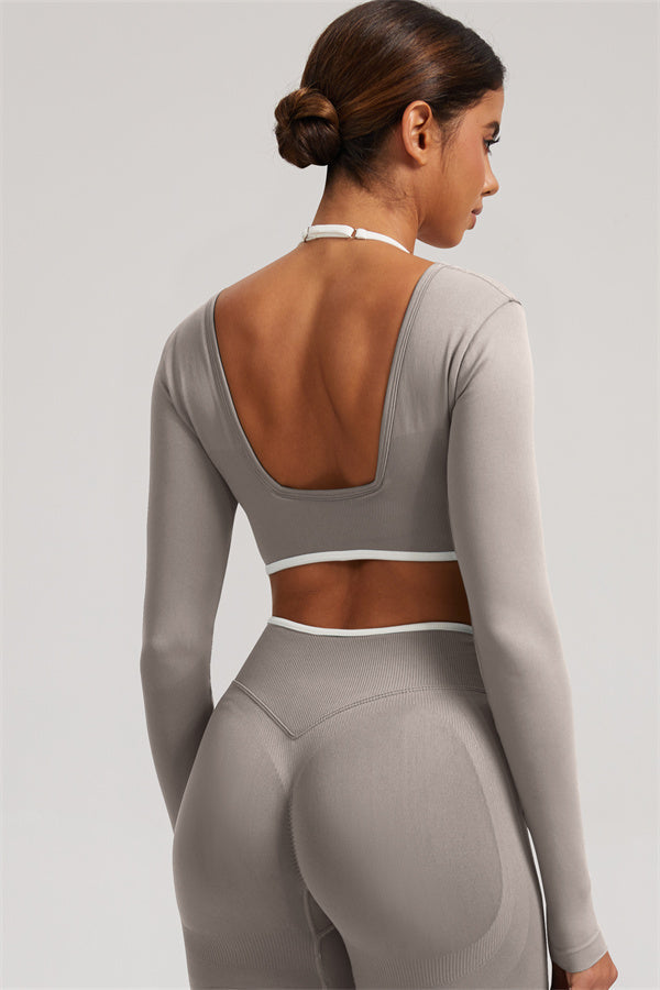 Long Sleeve + Crop Top Leggings 2-Piece Set