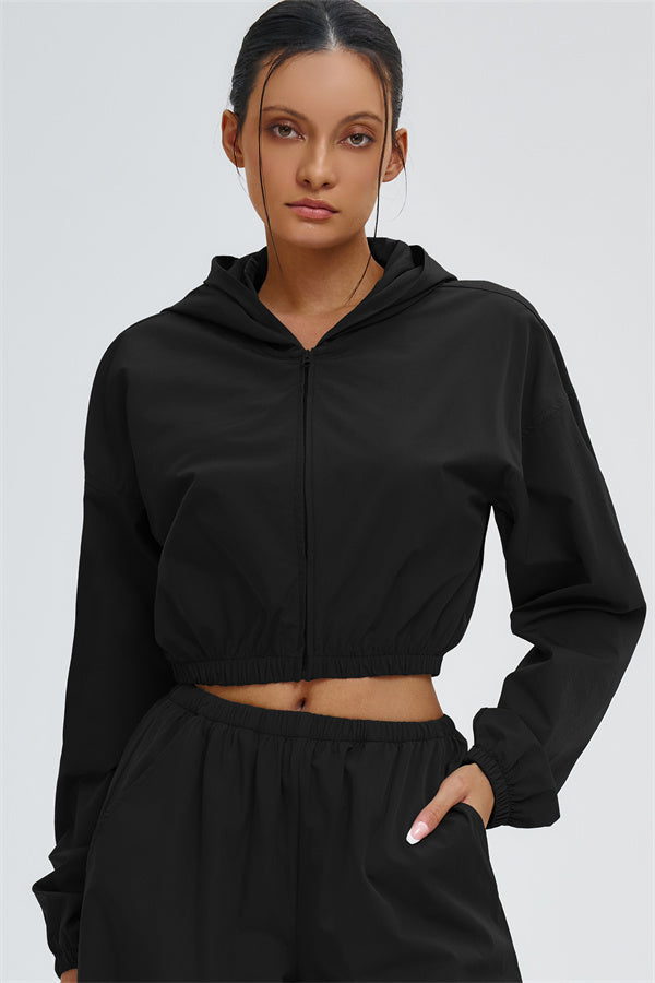 Crop Hoodie + Sweatpants 2-Piece Set