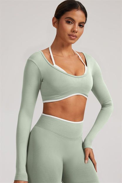 Long Sleeve + Crop Top Leggings 2-Piece Set
