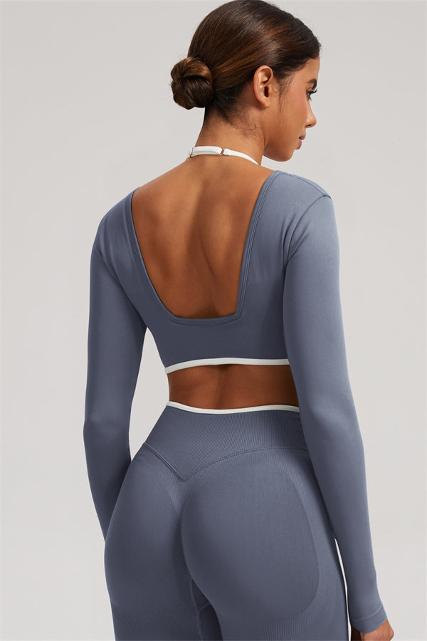 Long Sleeve Crop top Shorts 2-Piece Set