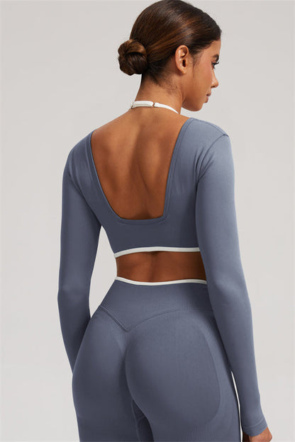 Long Sleeve Crop top Shorts 2-Piece Set
