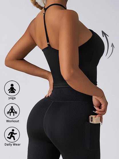 Padded Crop Top Push Up Sports Bra