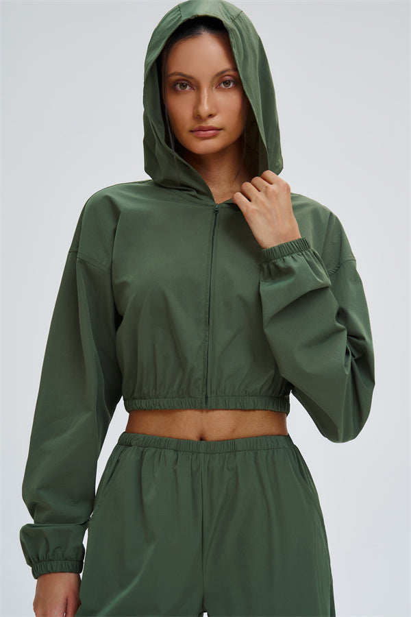 Crop Hoodie + Sweatpants 2-Piece Set