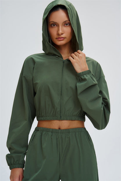 Crop Hoodie + Sweatpants 2-Piece Set