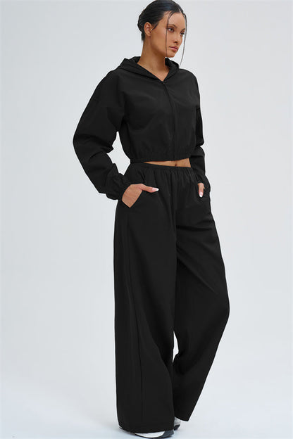 Crop Hoodie + Sweatpants 2-Piece Set