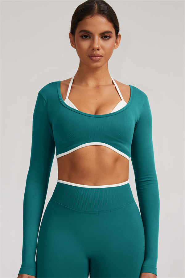 Long Sleeve Crop top Shorts 2-Piece Set