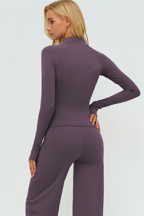Zip Jacket New Straight Leg Pants 2-Piece Set