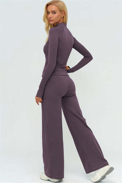 Zip Jacket New Straight Leg Pants 2-Piece Set