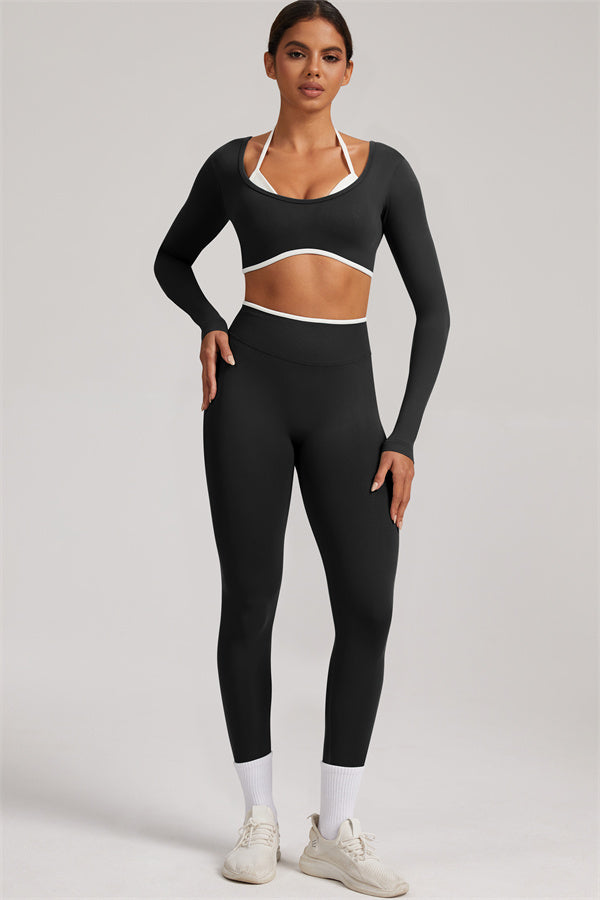 Long Sleeve + Crop Top Leggings 2-Piece Set