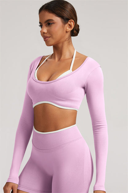 Long Sleeve Crop top Shorts 2-Piece Set