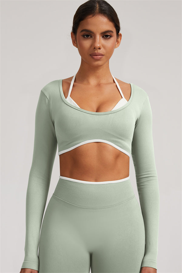 Long Sleeve + Crop Top Leggings 2-Piece Set