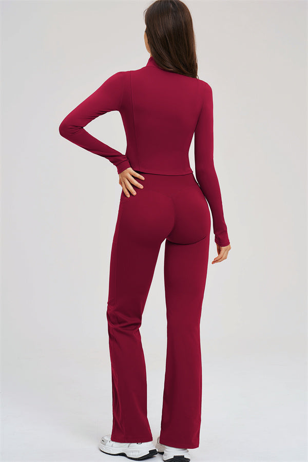 Zip Jacket + Flared Leggings 2-Piece Set
