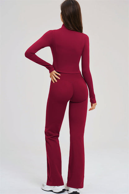 Zip Jacket + Flared Leggings 2-Piece Set