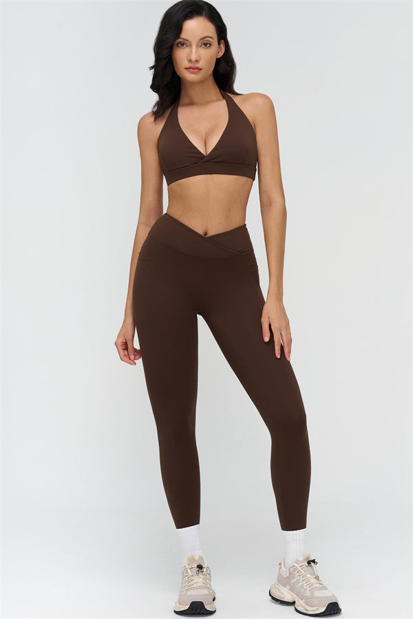 Deep V-Neckline Sports Bra