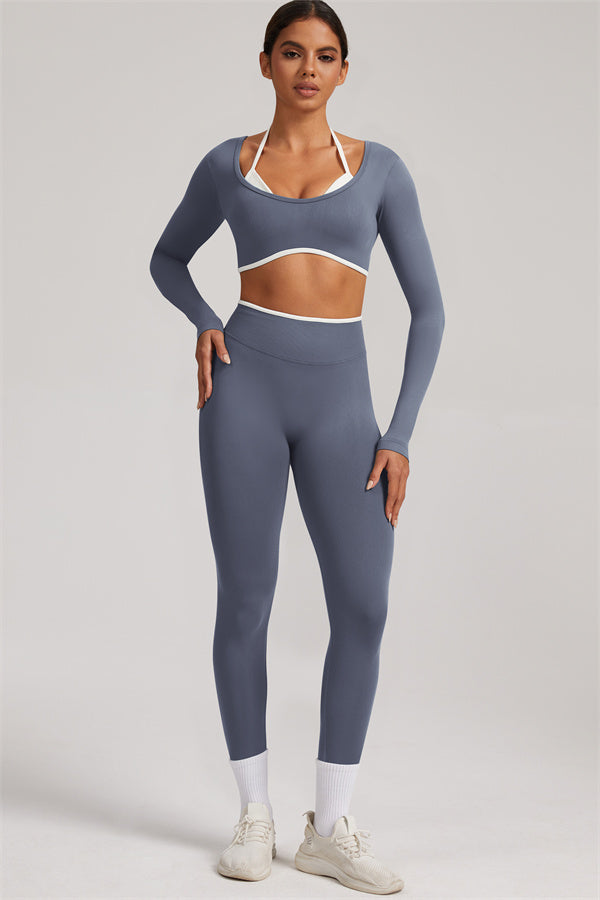 Long Sleeve + Crop Top Leggings 2-Piece Set