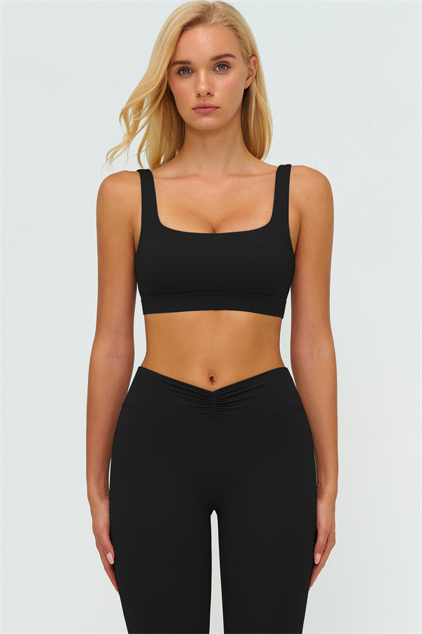 V-Back Sports Bra Flared Leggings 2-Piece Set