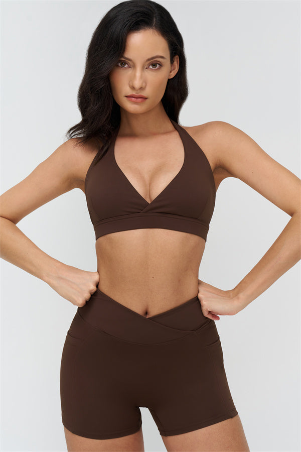 Deep V-Neckline Sports Bra